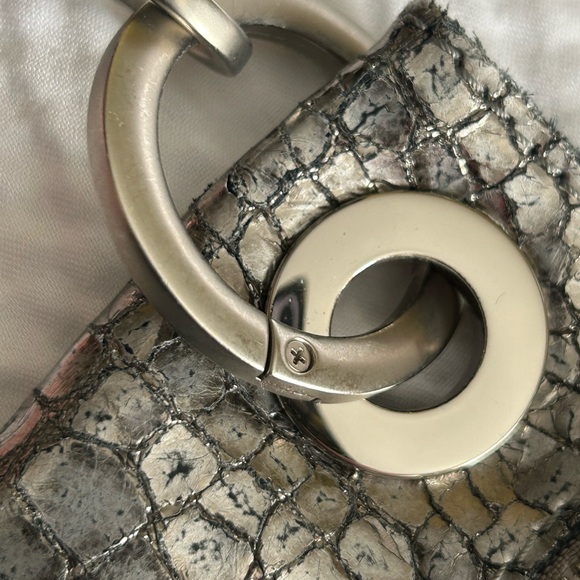 Hammitt leather silver metallic reptile crossbody bag zip closure - Picture 3 of 13